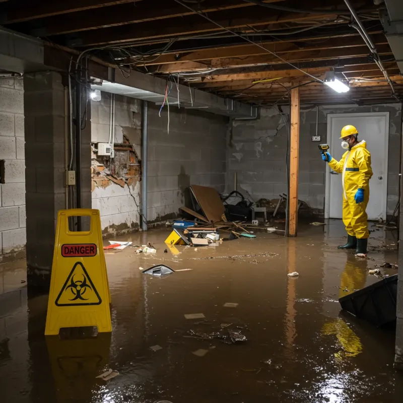 Flooded Basement Electrical Hazard in Akron, CO Property